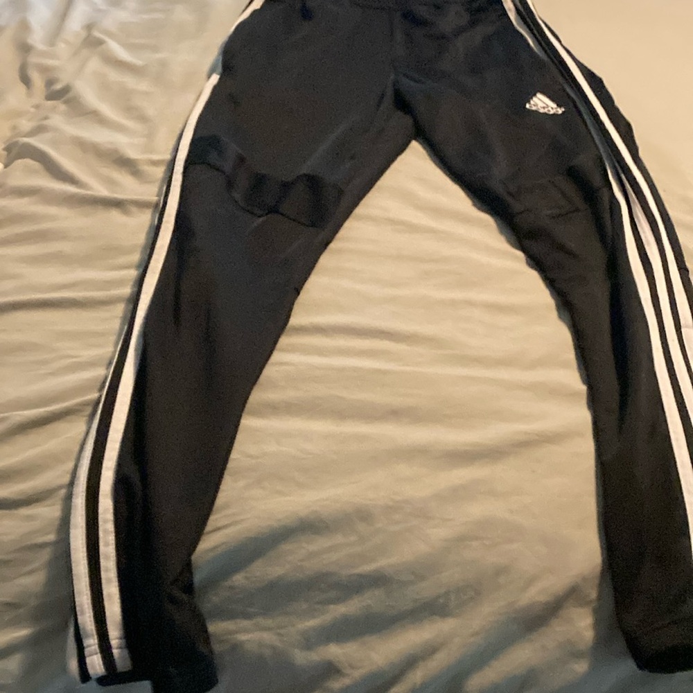 Adidas Black and White Sweatpants with Signature Stripes. Excellent condition